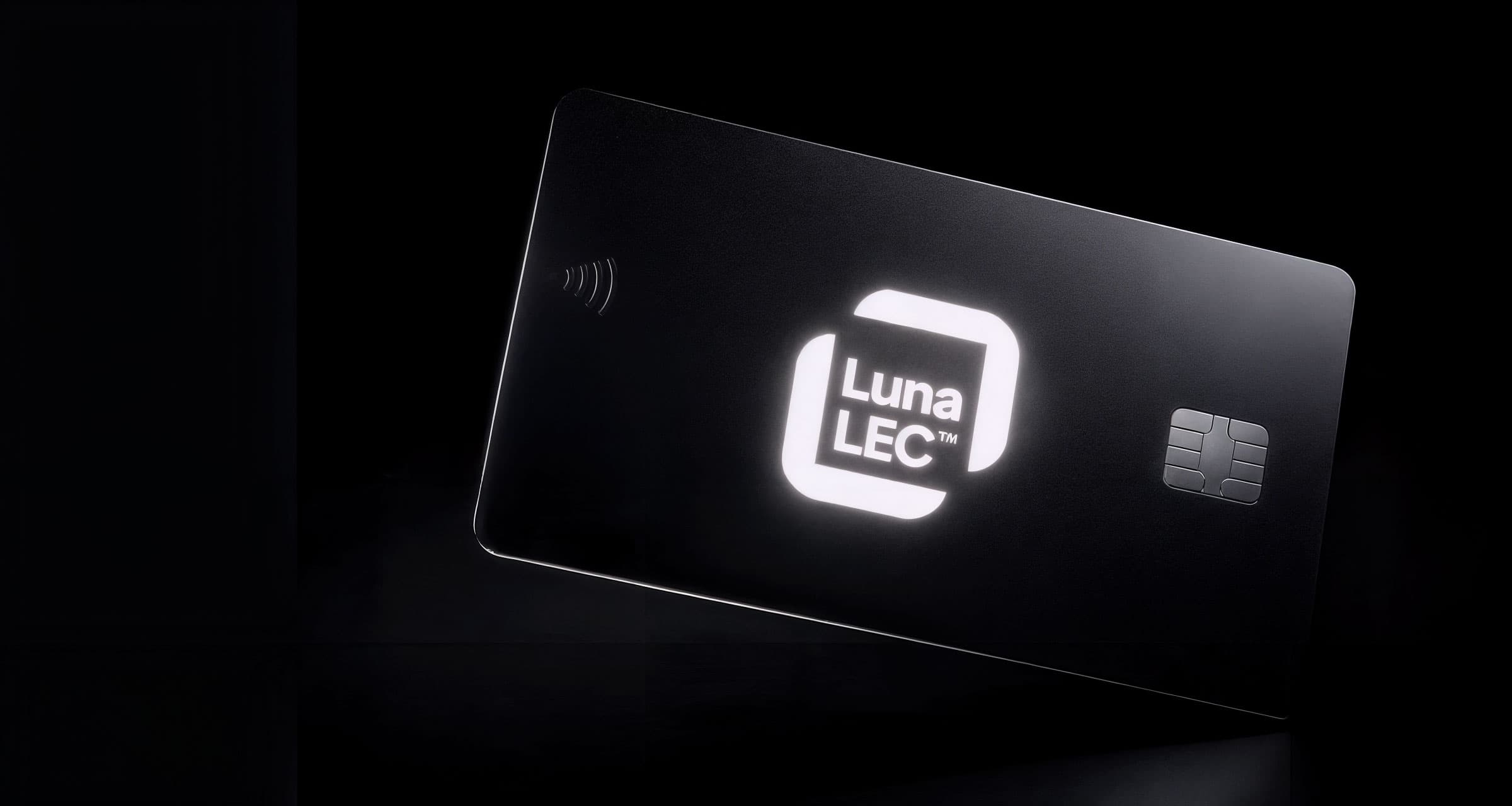 Smart card with the LunaLEC logo glowing